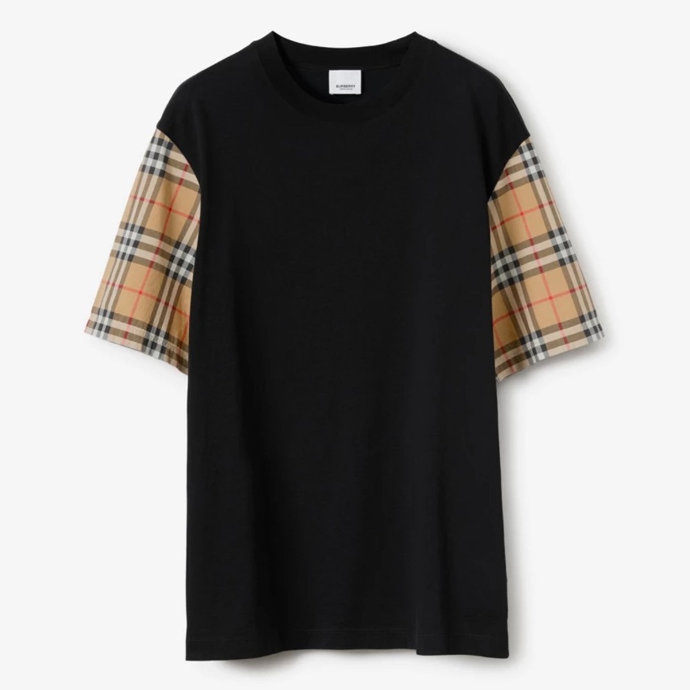 Burberry Check / Plaid Short Sleeve Cotton Women’s T-shirt (Check/Black)